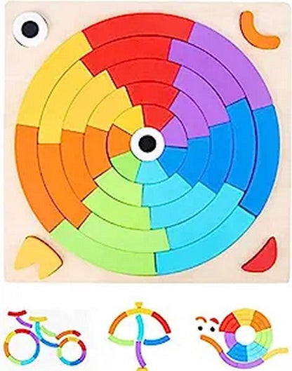 Wooden Rainbow puzzle with 15 reference cards - EKT2693