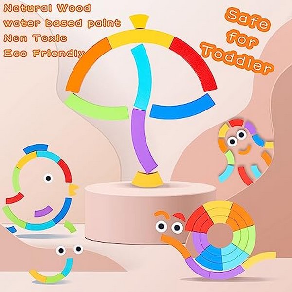 Wooden Rainbow puzzle with 15 reference cards - EKT2693