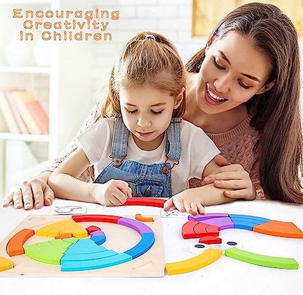 Wooden Rainbow puzzle with 15 reference cards - EKT2693