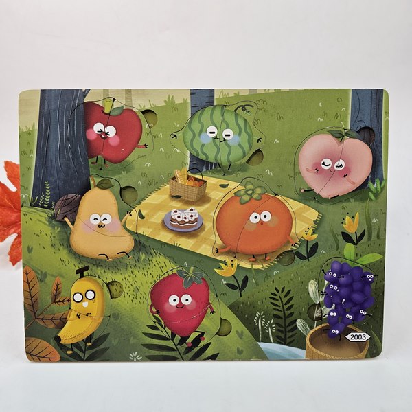Wooden 2pc puzzle board fruits - EKT2718