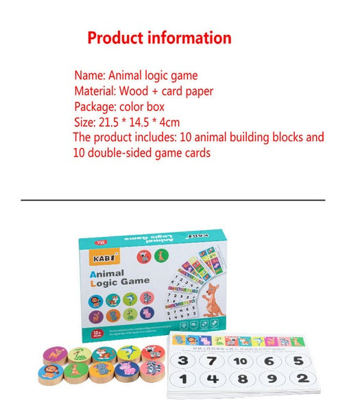 Wooden Four Color Animals Logic Game  - EKT2954