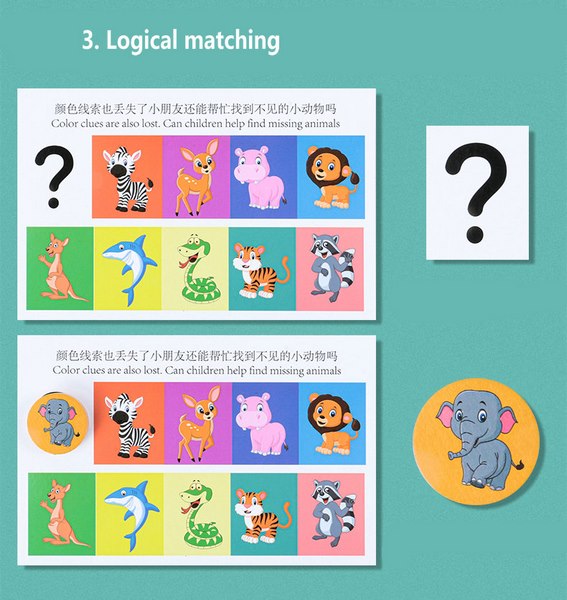 Wooden Four Color Animals Logic Game  - EKT2954