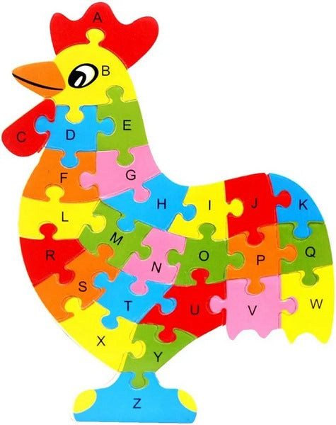 Wooden alphabet and number Chunky Jigsaw puzzles Cock - EKT2980