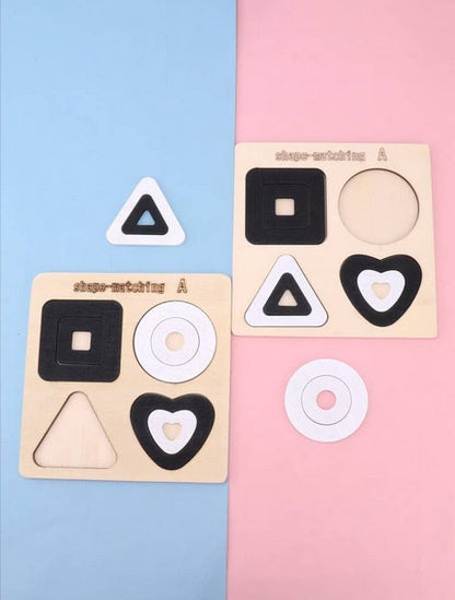 Wooden Shape Board Design A Black And White - EKT3006