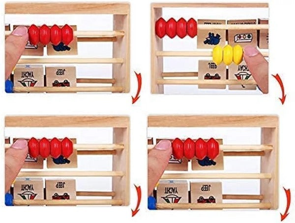 3-in-1 Wooden Learning Vehicle | Abacus, Time-Telling & English Words