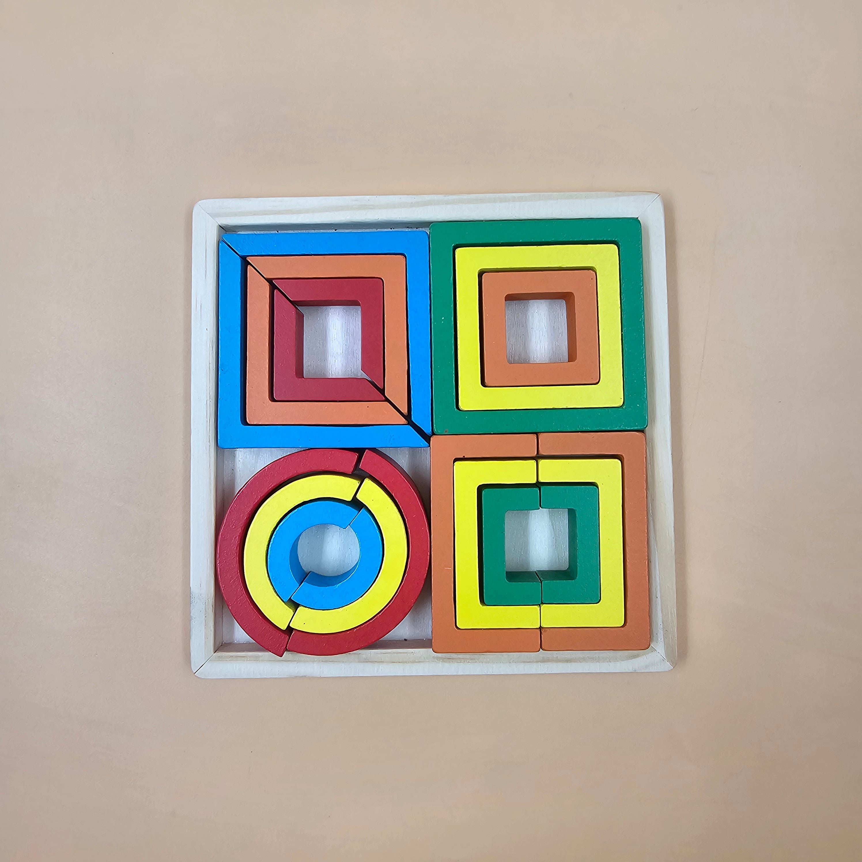 Wooden Geomentric Block Puzzle 1 Pc Random Design Will Be Shipped - EKT3256