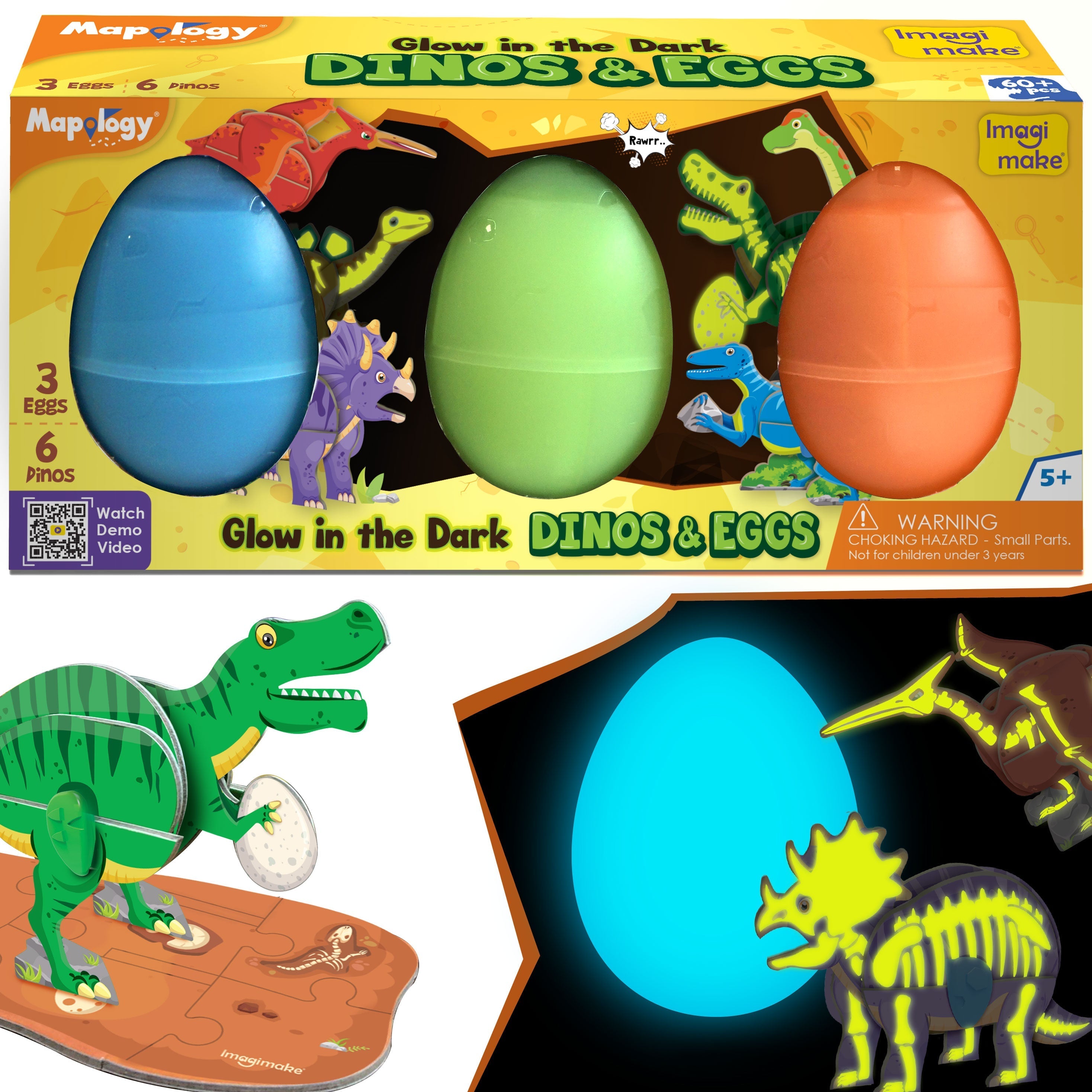 Glow in the Dark Dino & Eggs |  - EKT3774