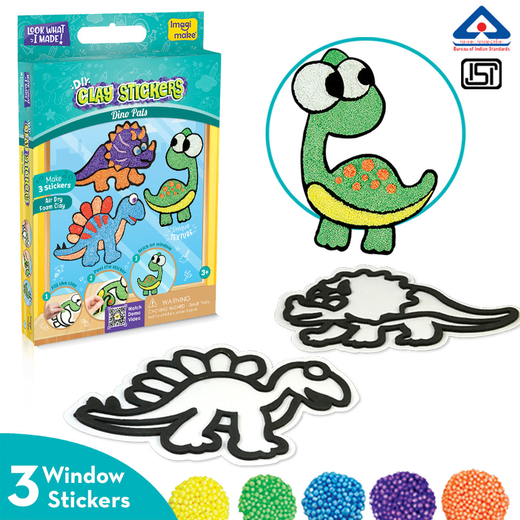 DIY Clay Stickers - Dino Pals | Air Dry Foam Clay - EKT3796