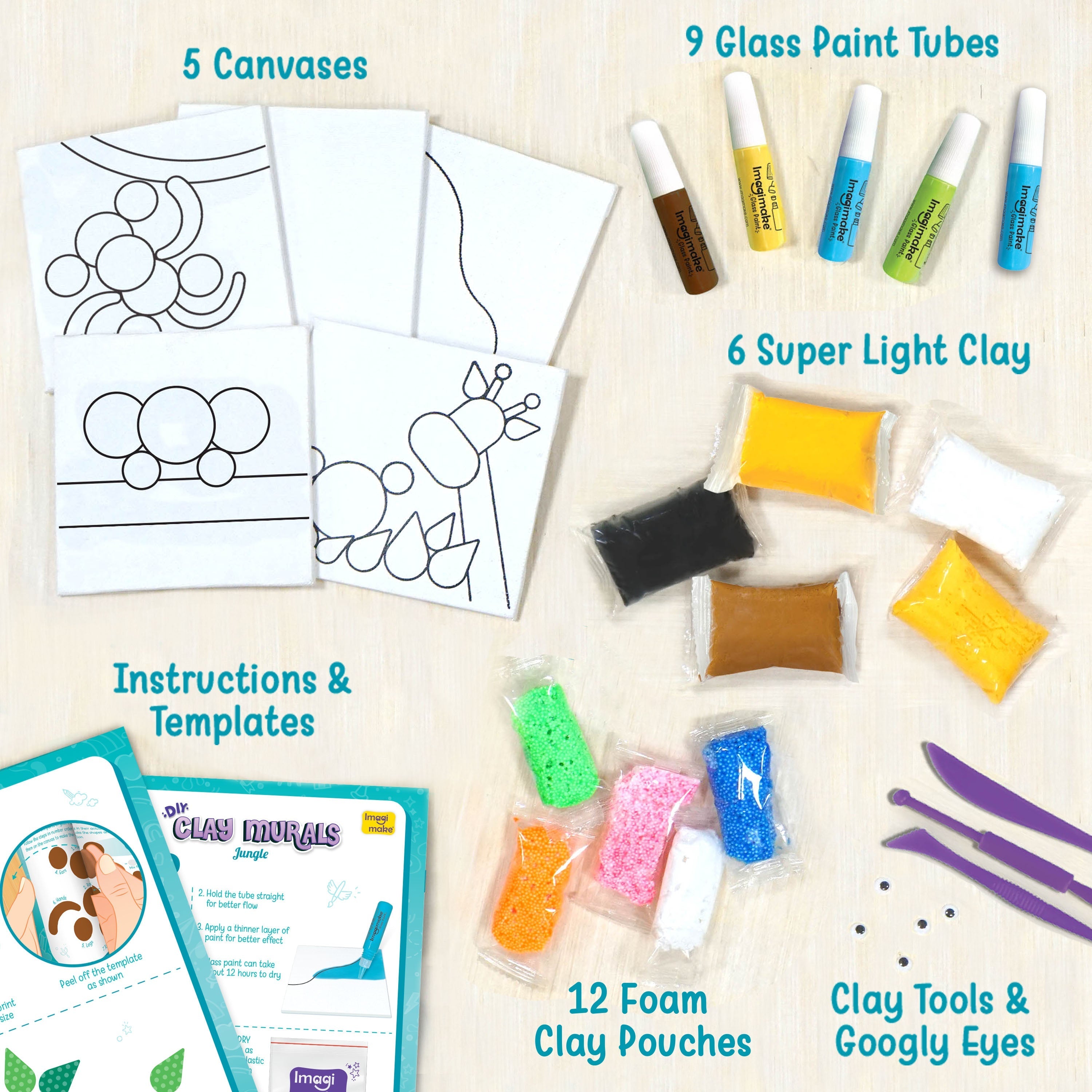 DIY Clay Murals - Jungle | Make 5 Canvases - EKT3800