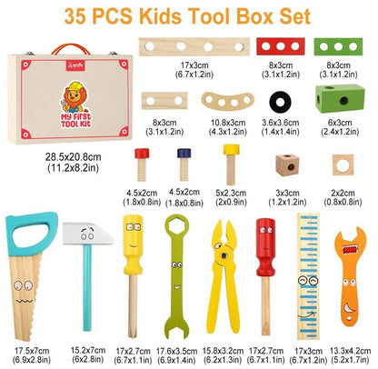 Wooden Tool Kit with Storage Box For Kids - EKT3825