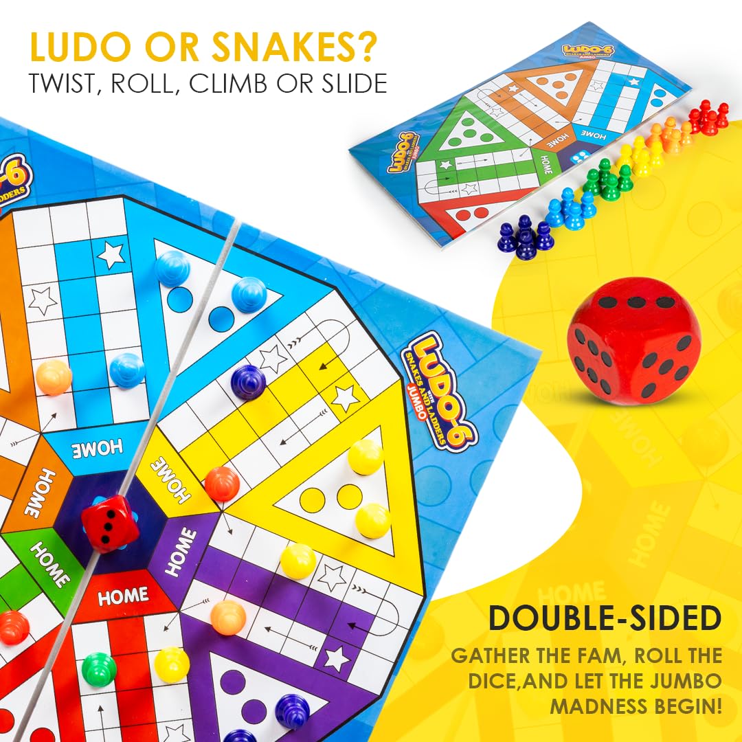 Jumbo 6 Player Ludo With Snake And Ladder - EKT3844