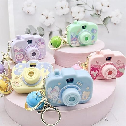 Led Camera Keychain With Cartoon Light Projector And Bell Charm 1 Pcs Random Colour - EKT3876