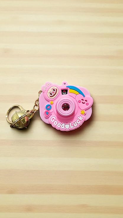 Led Camera Keychain With Cartoon Light Projector And Bell Charm 1 Pcs Random Colour - EKT3876