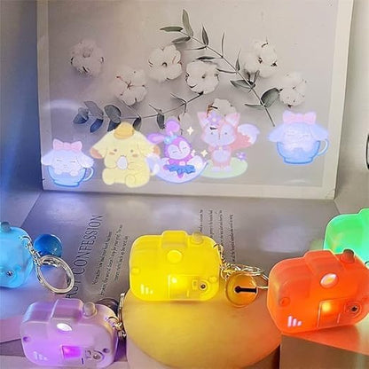 Led Camera Keychain With Cartoon Light Projector And Bell Charm 1 Pcs Random Colour - EKT3876