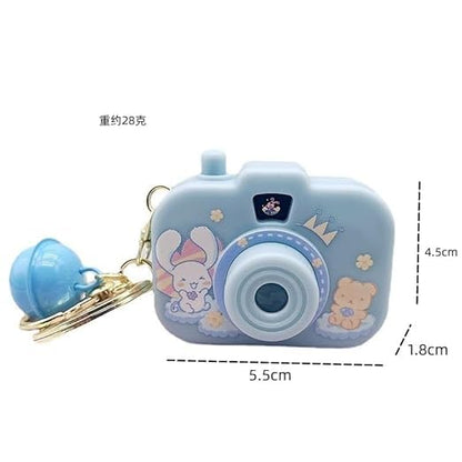 Led Camera Keychain With Cartoon Light Projector And Bell Charm 1 Pcs Random Colour - EKT3876