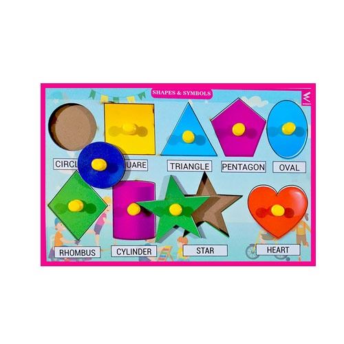 Wooden Shapes and Symbols Learning Knob Educational tray -Economy - EKW0166