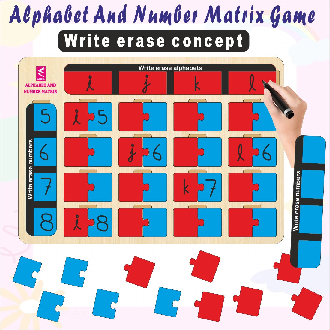 Wooden Alphabet And Number Matrix Game - EKW0276