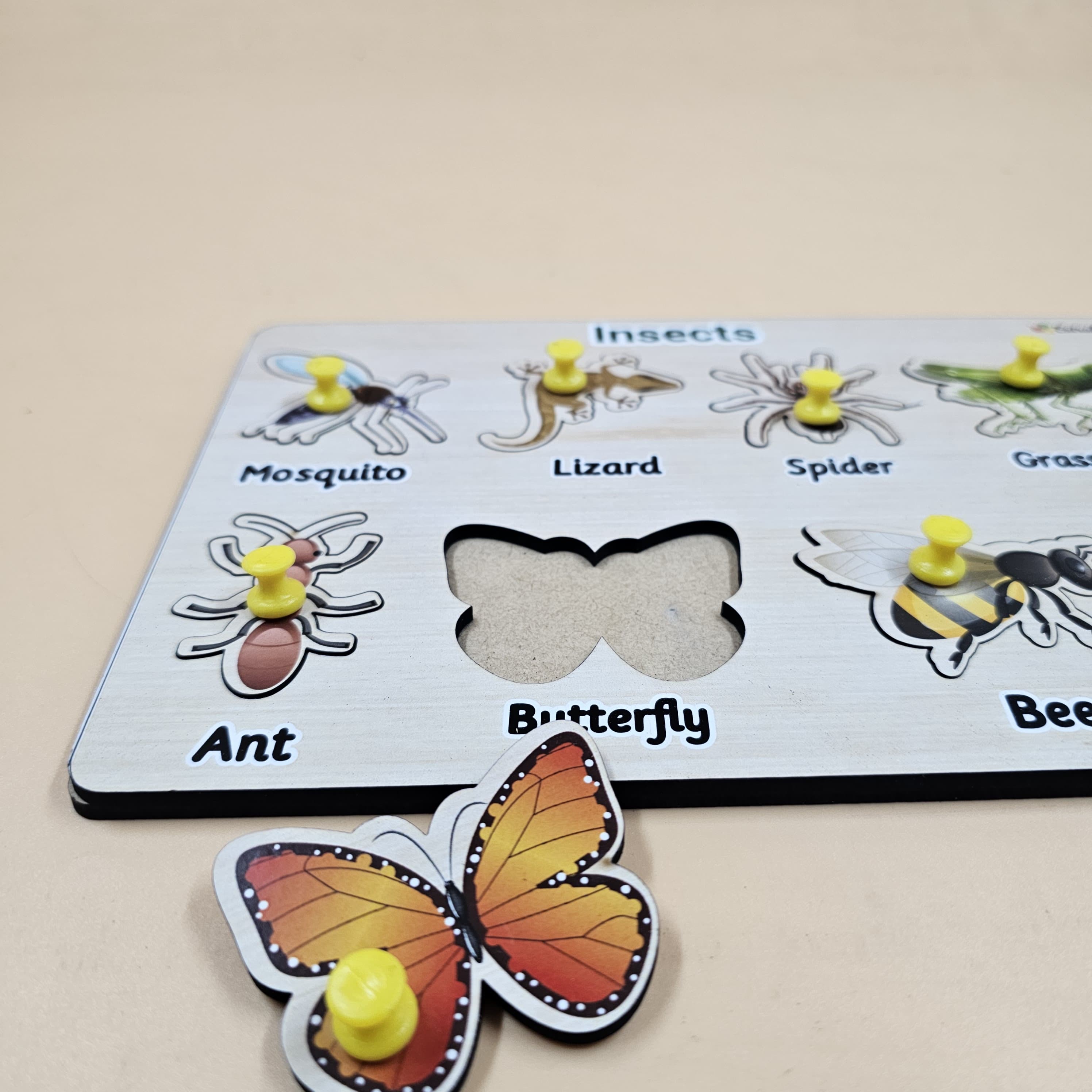 Extrokids Wooden Insects Peg Board For Kids - EKW0290