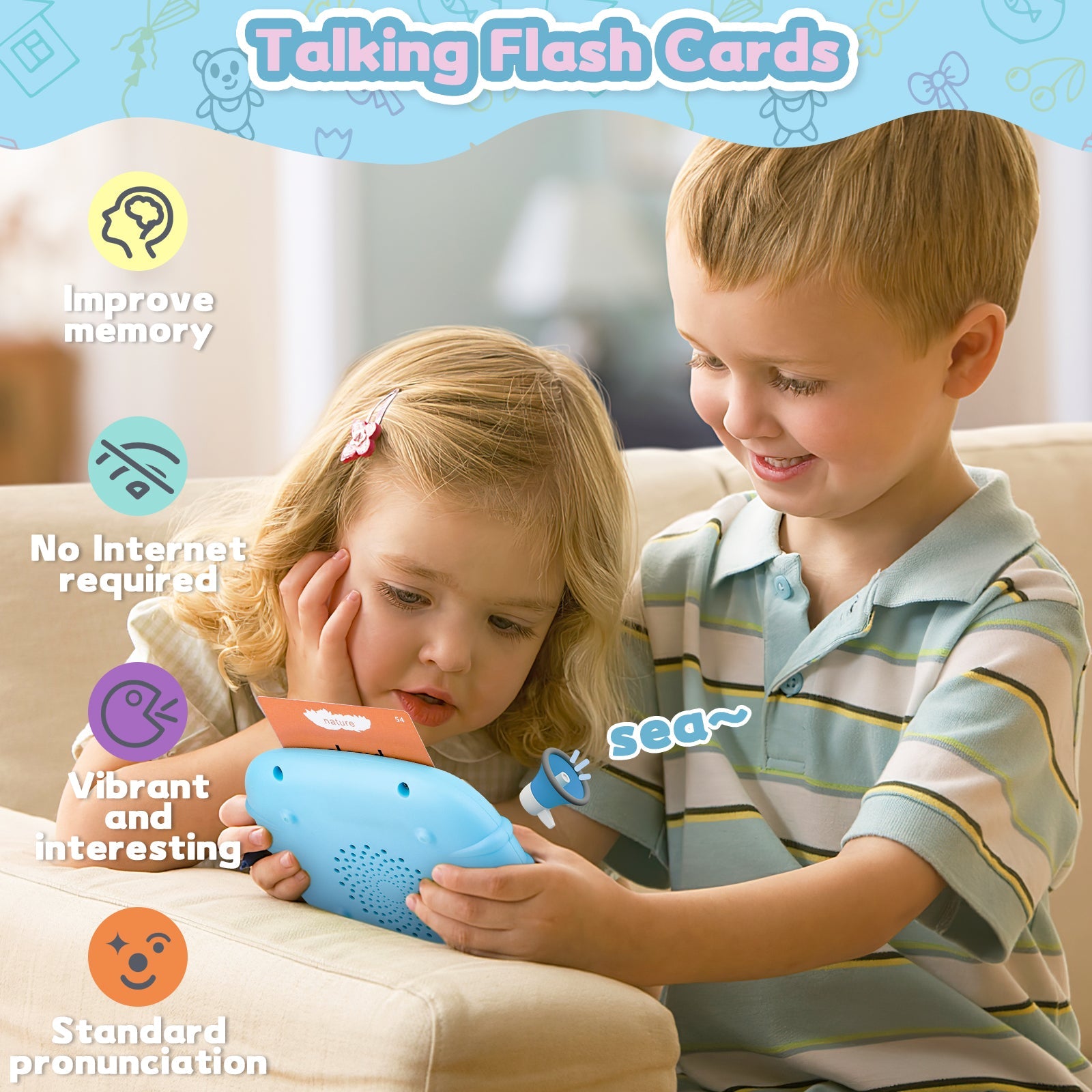 Talking Flash Cards Early Educational Toys Audible Flash Cards 224 Words Montessori Interactive Toy for Kids