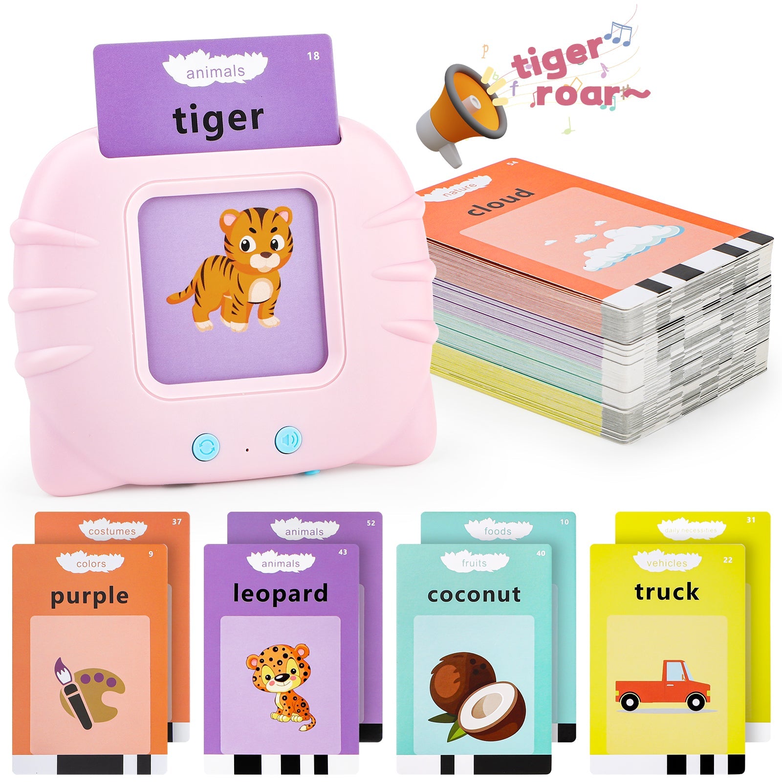 Talking Flash Cards Early Educational Toys Audible Flash Cards 224 Words Montessori Interactive Toy for Kids Christmas Birthdays Gift