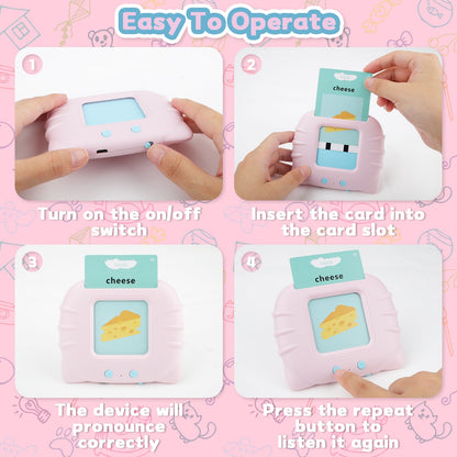 Talking Flash Cards Early Educational Toys Audible Flash Cards 224 Words Montessori Interactive Toy for Kids Christmas Birthdays Gift