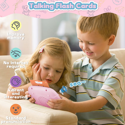 Talking Flash Cards Early Educational Toys Audible Flash Cards 224 Words Montessori Interactive Toy for Kids Christmas Birthdays Gift