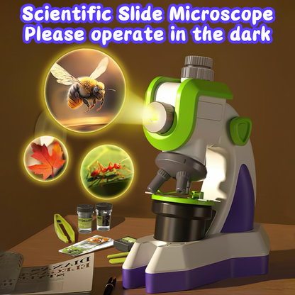Kids Microscope 100x 400x 1200x Portable Microscope Kit with LED Light and Slide Beginner Educational Science Kit Study Educational Toys