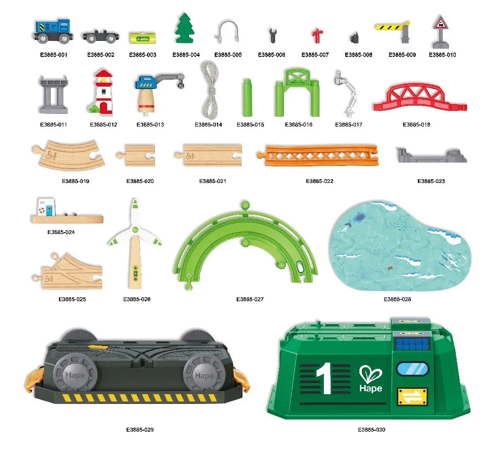 Fidtoy Eco Energy Train Set Wooden Railway Toy for Kids