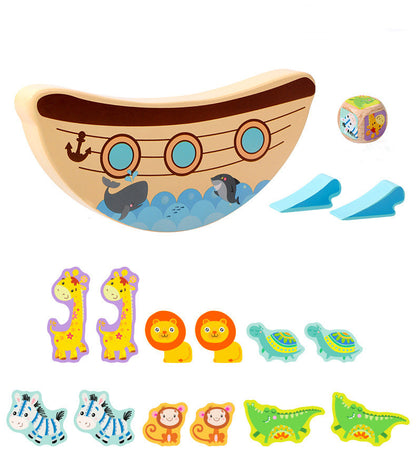 Wooden Balancing boat Animals blocks toy great birthday gift