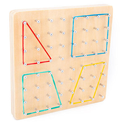 Jeu de formes géométriques en bois Fidtoy – Jouet éducatif pour enfants (mathématiques et géométrie) avec élastiques
