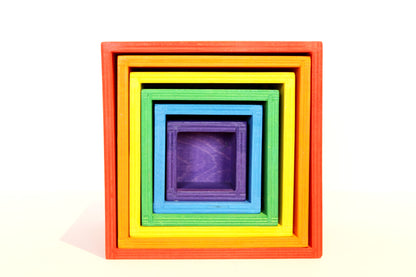 Wooden rainbow stacking boxes - Educational toy