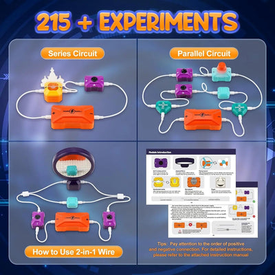 Kit scientifique et technique de circuit électrique avec plus de 215 expériences pour les enfants