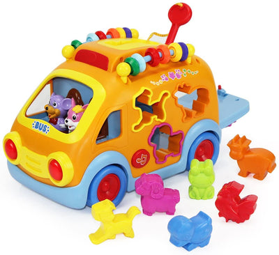 Fidtoy Bus Musical d'Activités avec Puzzle Animaux pour Tout-petits