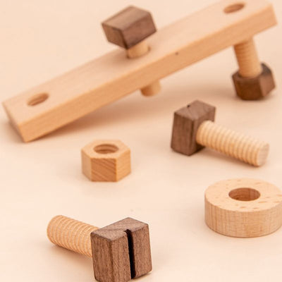 Ensemble d'outils en bois Montessori pour enfants – Kit de construction de jeu d'imitation avec boîte de rangement