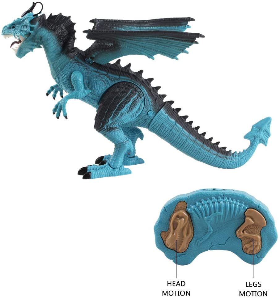 Remote Control Dinosaur Toy with Walking Simulated Roaring Fire Breathing Effect and Head-Shaking Functions for Kids 3 Mini Dino Figures