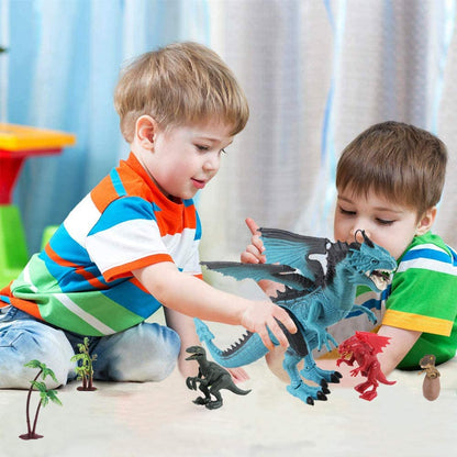 Remote Control Dinosaur Toy with Walking Simulated Roaring Fire Breathing Effect and Head-Shaking Functions for Kids 3 Mini Dino Figures
