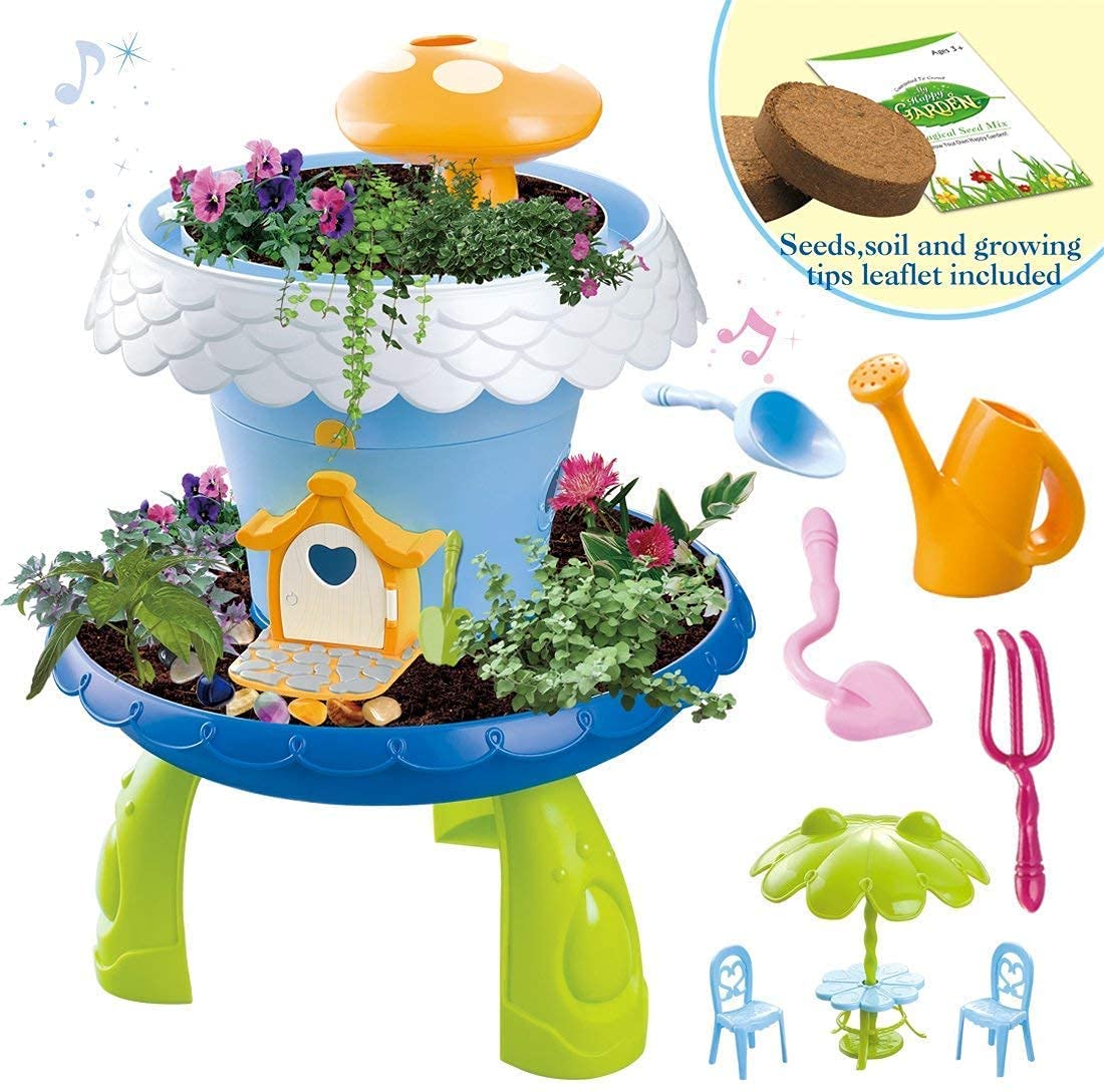 Fairy Tale DIY Miniature Gardening Magical Cottage Play Set and Gardening Accessories for Kids