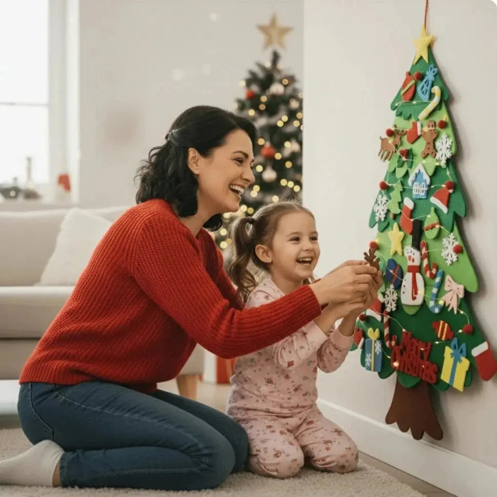 Fidtoy Felt Christmas Tree for Kids – 37in DIY Holiday Decor with 26 Interactive Felt Ornaments