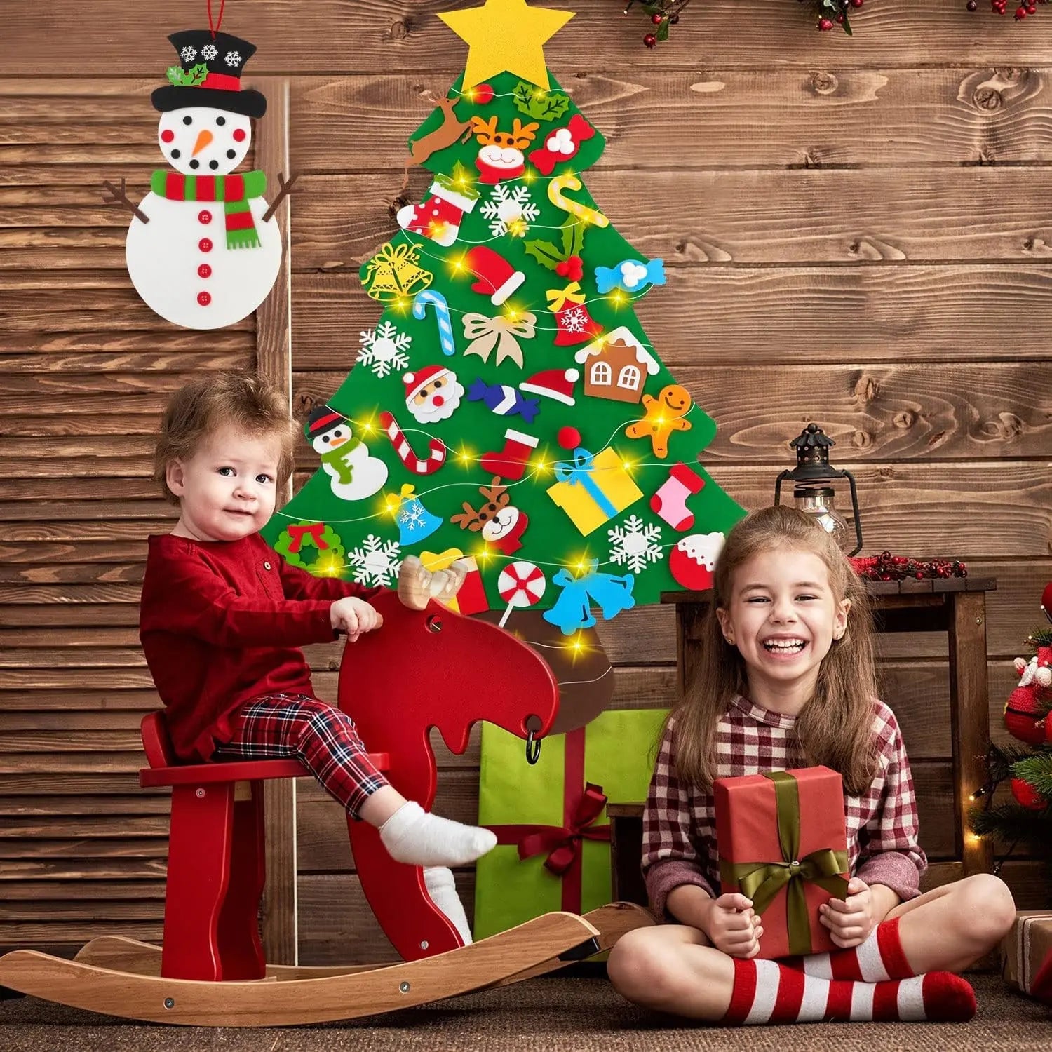 Fidtoy Felt Christmas Tree for Kids – 37in DIY Holiday Decor with 26 Interactive Felt Ornaments