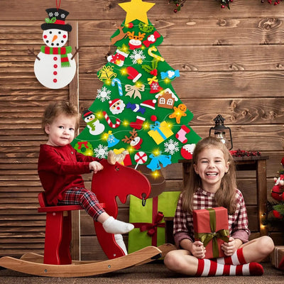 Fidtoy Felt Christmas Tree for Kids – 37in DIY Holiday Decor with 26 Interactive Felt Ornaments