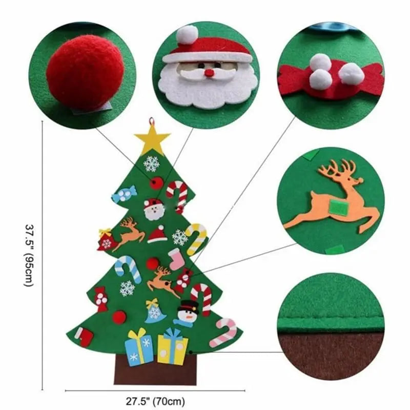 Fidtoy Felt Christmas Tree for Kids – 37in DIY Holiday Decor with 26 Interactive Felt Ornaments