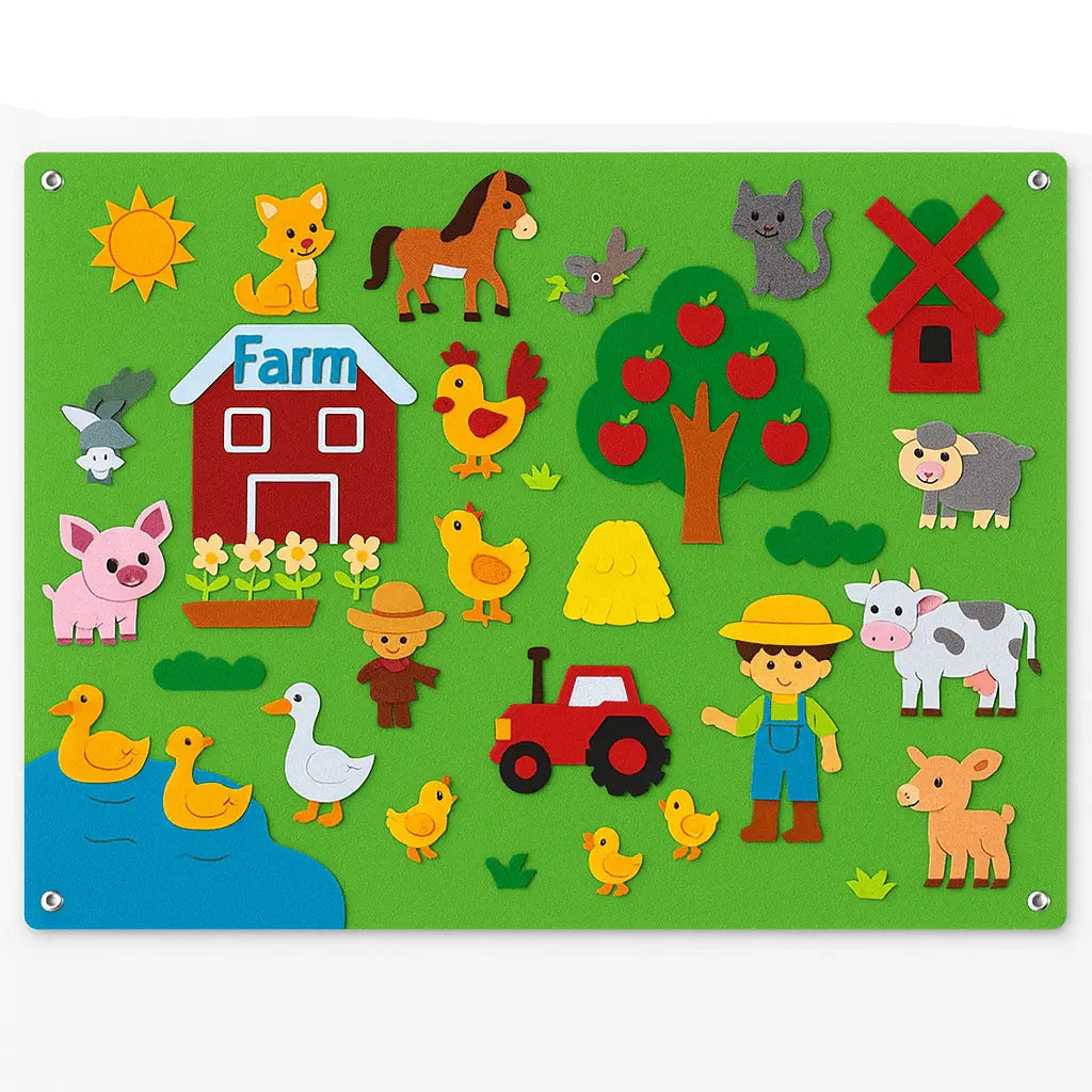 Fidtoy Interactive Farm Kit – Tablero de Fieltro Montessori para Cuentacuentos y Aprendizaje Temprano de Niños Pequeños