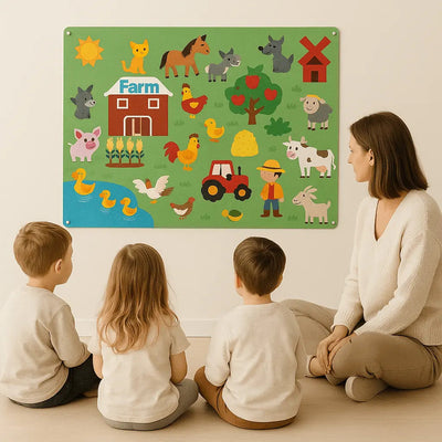 Fidtoy Interactive Farm Kit – Tablero de Fieltro Montessori para Cuentacuentos y Aprendizaje Temprano de Niños Pequeños