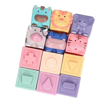 Fidtoy Silicone Baby Building Blocks – Soft Stacking Sensory Toys for Babies & Toddlers