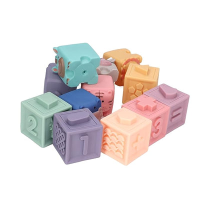 Fidtoy Silicone Baby Building Blocks – Soft Stacking Sensory Toys for Babies & Toddlers