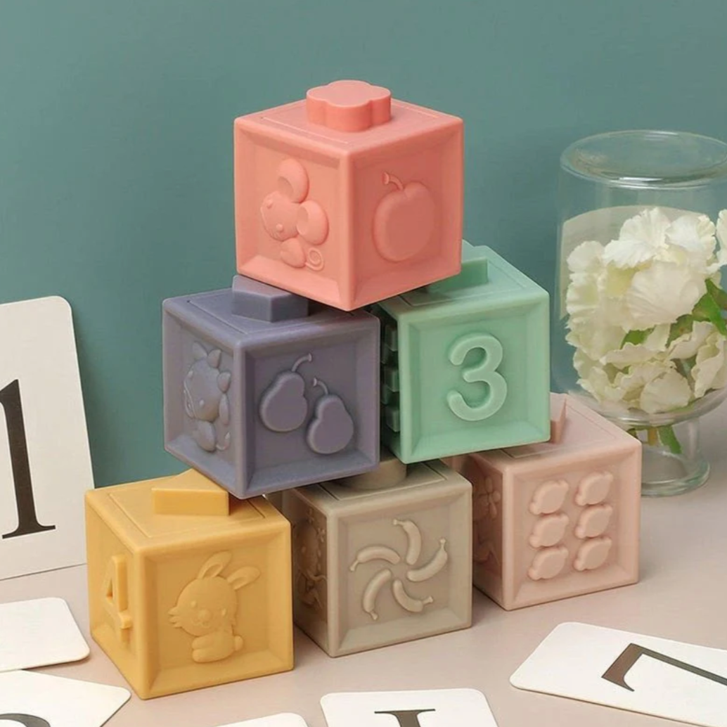 Fidtoy Silicone Baby Building Blocks – Soft Stacking Sensory Toys for Babies & Toddlers