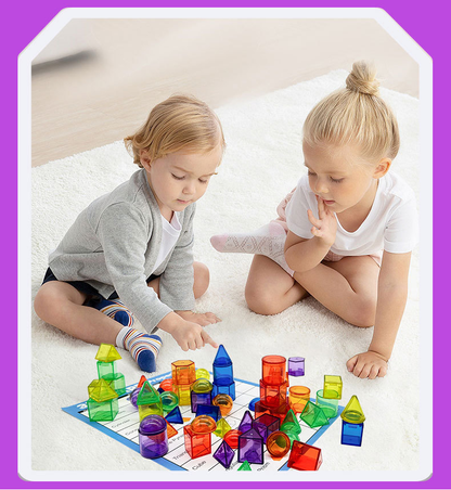 60 Pcs Transparent translucent  3D Geometric Shapes