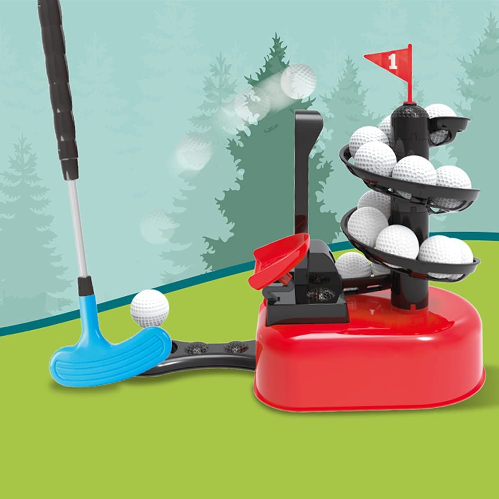 Beginners Golf Training Play Set with Club, Play Balls and Foot Pedal Base Included - Great Indoor and Outdoor Fun Activity for Kids