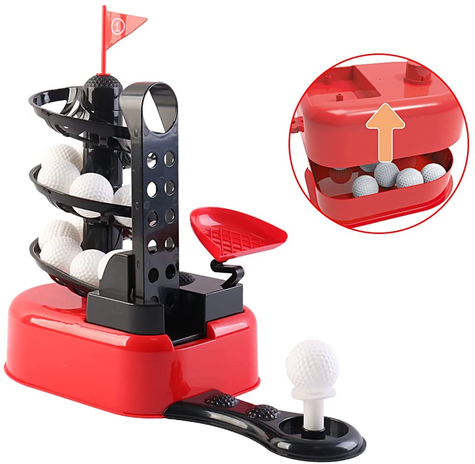 Beginners Golf Training Play Set with Club, Play Balls and Foot Pedal Base Included - Great Indoor and Outdoor Fun Activity for Kids