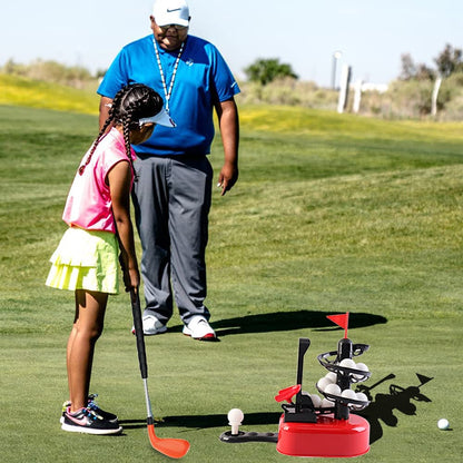 Beginners Golf Training Play Set with Club, Play Balls and Foot Pedal Base Included - Great Indoor and Outdoor Fun Activity for Kids